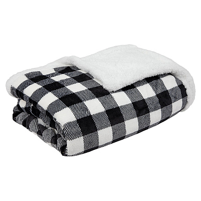 Buffalo Plaid Throw 50x70 - Black & White (hanger), Case Of 12 (THROW-BLKPLD-50X70-H-CS)