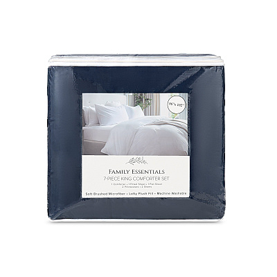 Family Essentials Bed In Bag 7pc - King - Navy, 7 Piece Set (P-BIAB-KG-NV)