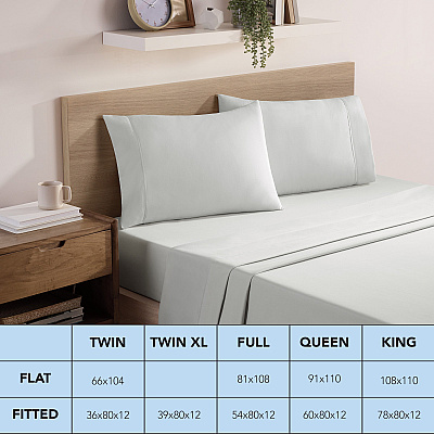 Host & Home Microfiber Flat Sheets - Full - Gray W/ Red Hem, Case Of 24 (MFS-81108-GY)