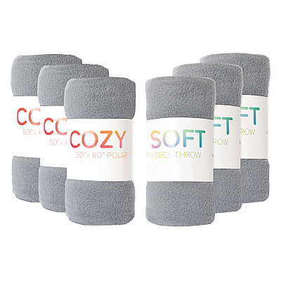 Cozy Soft Polar Fleece Throw 50x60 Grey (12pk), Case Of 12 (FLC-PLR-5060-GY-CS)