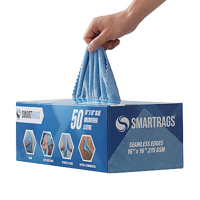 Smartrags Xl Microfiber 35 Gram 16x16 Blue, Pack Of 50 (PNP-M931B)