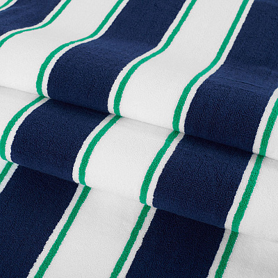 Aston & Arden Pinstripe Beach Towel 35x70 Navy/green, Case Of 8 (BT-PNS-25BMN-CS)