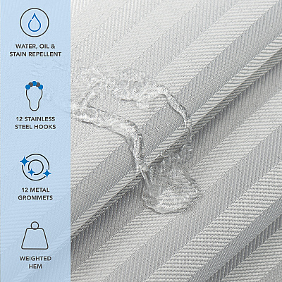H&h Poly Shower Curtain Set 72x72 Damask Light Grey, 1 Set (P-SCSTD-7272-LG)