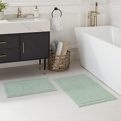 Cotton 2pc Bath Mat Set 17x24/20x32 Silt Green, 2pc Set (P-HH-BM-2PK-GR)