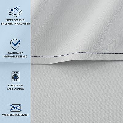 Host & Home Microfiber Flat Sheets - Queen - Gray W/ Blue Hem, Pack Of 6 (P-MFS-90110-GY)