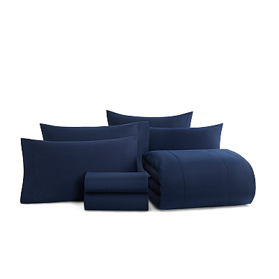 Family Essentials Bed In Bag 7pc - Queen - Navy, 7 Piece Set (P-BIAB-FQ-NV)