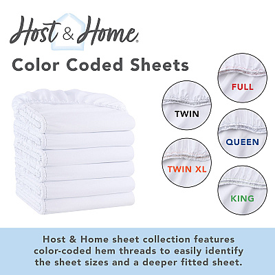 Host & Home Microfiber Fitted Sheets - Queen - Ivory W/ Blue Hem, Pack Of 6 (P-MFS-608012-IV)
