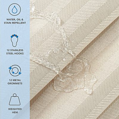 H&h Poly Shower Curtain Set 72x72 Damask Almond Milk, 1 Set (P-SCSTD-7272-BG)