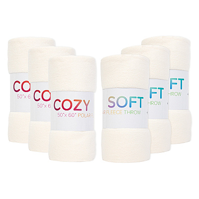 Cozy Soft Polar Fleece Throw 50x60 Ivory (case Of 24) (FLC-PLR-5060-6PK-IV)