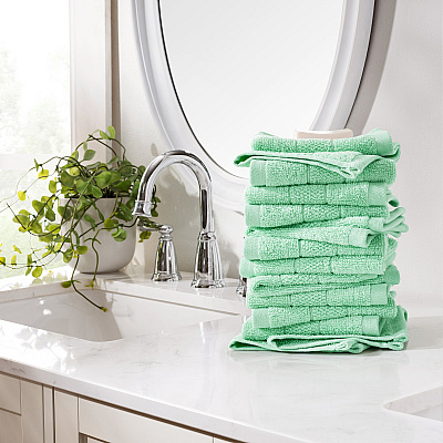 Family Essentials Washcloths 24pk Sage Green, Case Of 144 (FEWC-24PK-SG)