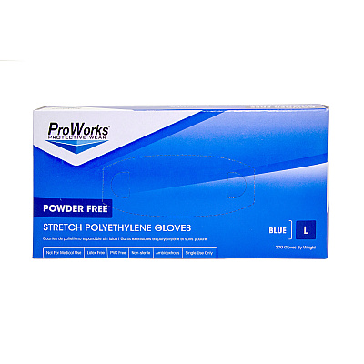 Proworks Polyethylene Stretch Gloves Blue Lrg - Case Of 2000 (GL-SP200BL)