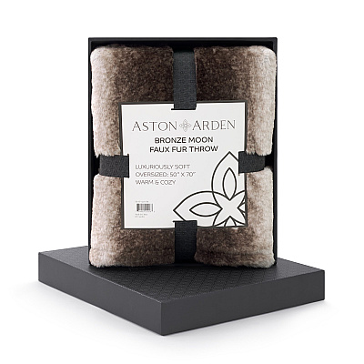 Aston & Arden Bronze Moon Faux Fur Throw 50x70 Brown Ombre, 1 Blanket (P-TH-FF-5070-BR)