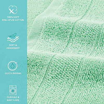 Family Essentials Washcloths 24pk Sage Green, Case Of 144 (FEWC-24PK-SG)