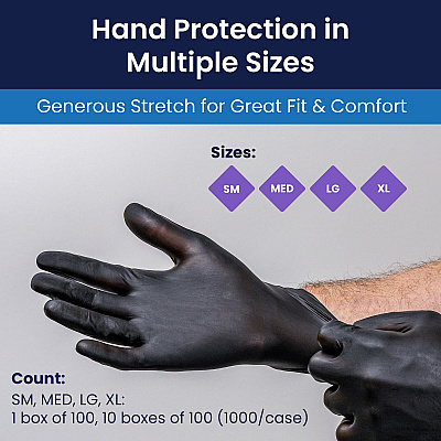 Vyblend Synthetic Vinyl Powder Free 4.5 Mil Gloves Black Xl, Case Of 1000 (GL-VN104BKFX)