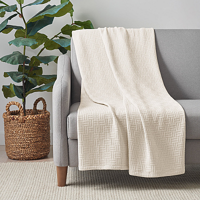 Host & Home Cotton Throw Blanket 50x70 Beige, Case Of 4 (THROW-COT-5070-BG)