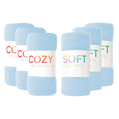 Cozy Soft Polar Fleece Throw Blanket 50x60 Light Blue (6pk), Pack Of 6 (P-FCPL-6PK-LB)