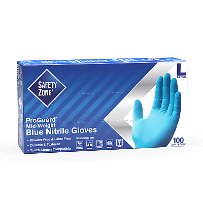 Safety Zone Nitrile Powder Free 3.5 Mil Exam Gloves Blue Lrg, Case Of 1000 (GNPR-LG-1M)