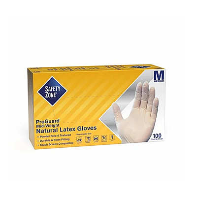 Safety Zone Latex Powder Free 5 Mil Gloves Natural Med - Case Of 1000 (GRPR-MD-1-T)
