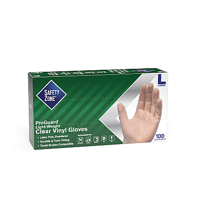 Safety Zone Vinyl Powdered 2.5 Mil Gloves Clear Lrg - Case Of 1000 (GVDR-LG-HH)
