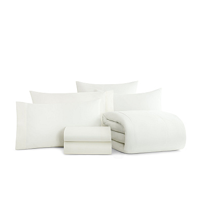 Family Essentials Bed In Bag 7pc - Queen - White, 7 Piece Set (P-BIAB-FQ-WH)