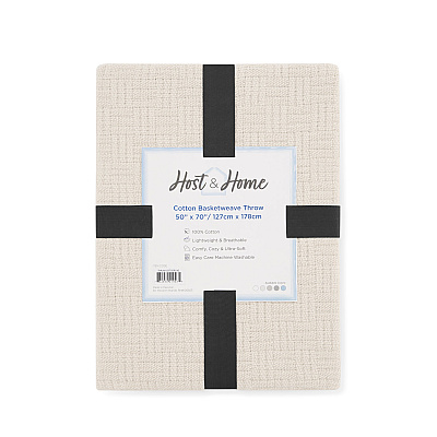 Host & Home Cotton Throw Blanket 50x70 Beige, 1 Blanket (P-THCOT-5070-BG)