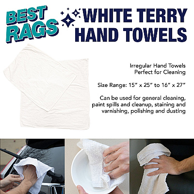 W54 Hand Towel Size Terry Wipers White 10lb Box (N-W54-10)