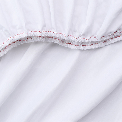 Host & Home Microfiber Fitted Sheets - Full - White W/ Red Hem, Case Of 24 (MFS-548012)