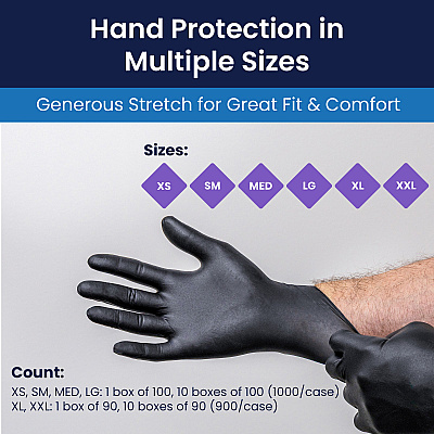 Shadow Nitrile Powder Free 6 Mil Exam Gloves Black Sm, Case Of 1000 (SHD932)