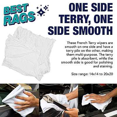 W51w New Washed White French Terry Cleaning Rags 10lb Box (N-W51W-10)