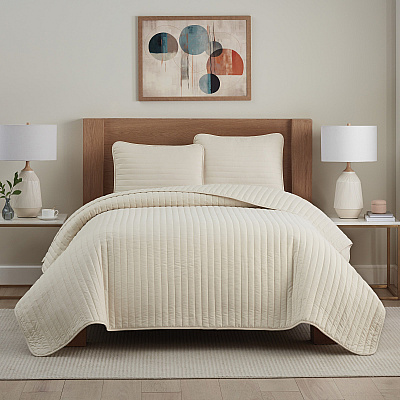 Host & Home Brushed Microfiber Quilt Set Twin Taupe, Case Of 4 (MFQT-TWSET-TP)