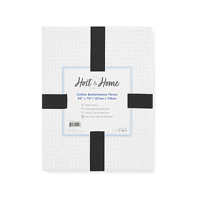 Host & Home Cotton Throw Blanket 50x70 White, Case Of 4 (THROW-COT-5070-WH)