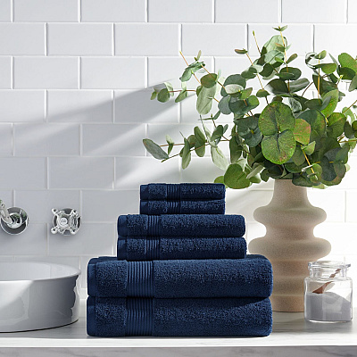 Host & Home 6pc Bath Towel Set Navy, Case Of 6 Sets (BSET-HH-NVY-CS)