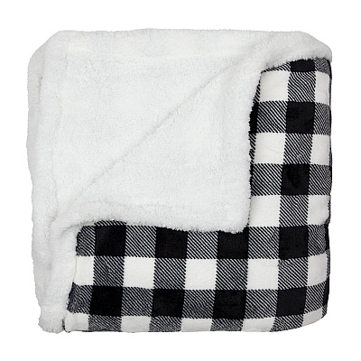 Buffalo Plaid Throw 50x70 - Black & White (hanger), Case Of 12 (THROW-BLKPLD-50X70-H-CS)
