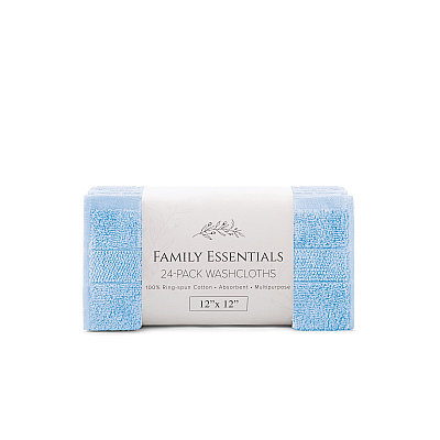 Family Essentials Washcloths 24pk Blue, Case Of 144 (FEWC-24PK-BL)