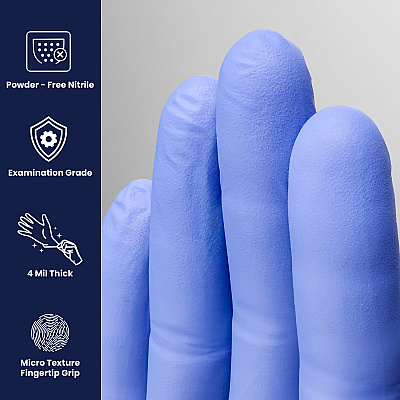 Precision Nitrile Powder Free 4 Mil Exam Gloves Blue Xs, Case Of 1000 (PCS770)