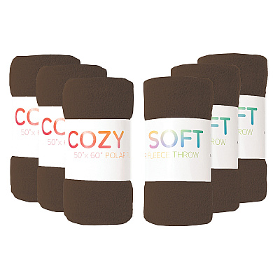 Cozy Soft Polar Fleece Throw 50x60 Brown (12pk), Case Of 12 (FLC-PLR-5060-BR)
