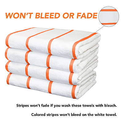 Las Rayas Beach Towel 30x60 Orange, Pack Of 4 (PNP-BT-HS3060-15OR)