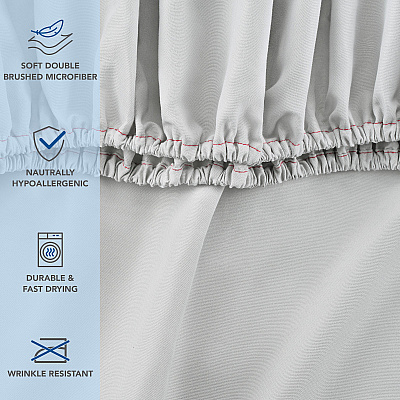 Host & Home Microfiber Fitted Sheets - Full - Gray W/ Red Hem, Pack Of 6 (P-MFS-548012-GY)