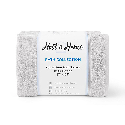 Host & Home Bath Towel 27x54 Light Grey, Case Of 24 (BT-HH2754-LG-CS)