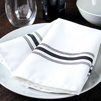 Mariposa Bistro Napkin 18x22 Black Stripe, Pack Of 12 (PNP-BISTRO-BL)