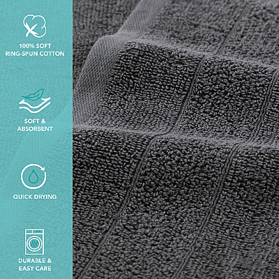 Family Essentials Washcloths 24pk Dark Grey, Case Of 144 (FEWC-24PK-DG)