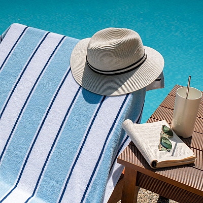Aston & Arden Pinstripe Beach Towel 35x70 Blue/blue, 1 Each (P-BT-PNS-25CBB)
