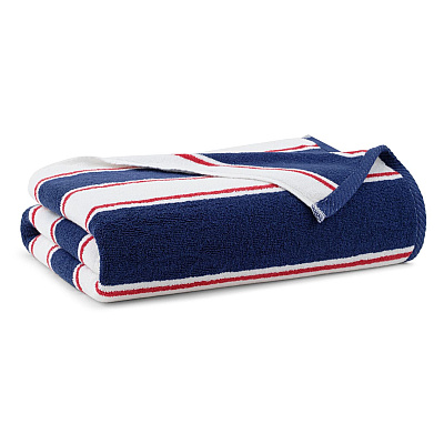 Aston & Arden Pinstripe Beach Towel 35x70 Navy/red, Case Of 8 (BT-PINSTR-25NR-CS)