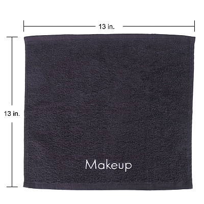 Hotel Cotton Makeup Washcloth 13x13 Black (6/pack), Pack Of 6 (P-MAKEUP-13X13)