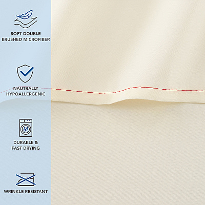 Host & Home Microfiber Flat Sheets - Full - Ivory W/ Red Hem, Case Of 24 (MFS-81108-IV)