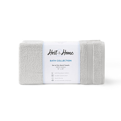 Host & Home Hand Towel 16x28 Light Grey, Pack Of 6 (HT-HH1628-3.5-LGY)