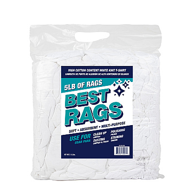 W43 T-shirt Cleaning Rags White New 5lb Bag (N2-W43-5BG)