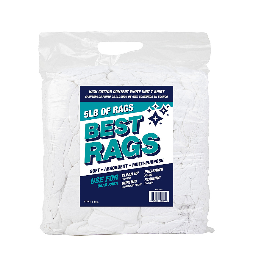 W43 T-shirt Cleaning Rags White New 5lb Bag (N2-W43-5BG)