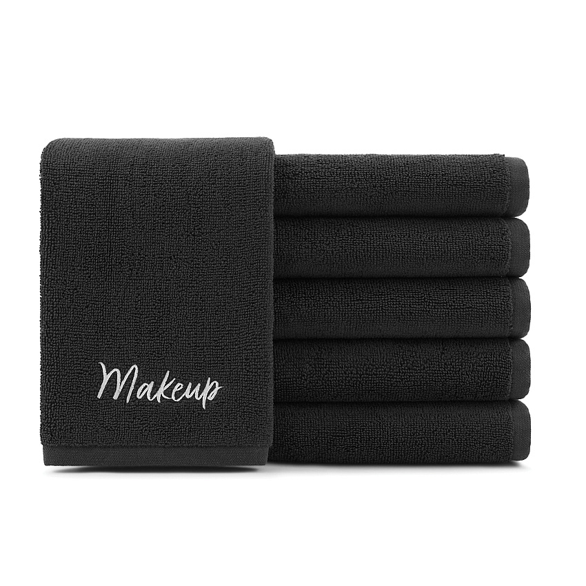 Host & Home 100% Cotton Makeup Washcloth 13x13 Black, Case Of 144 (HHMU-13-BLK-CS)
