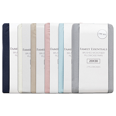 Family Essentials Microfiber Pillowcases Controlled Assortment, Case Of 24 (PCMF-STD-ASST)